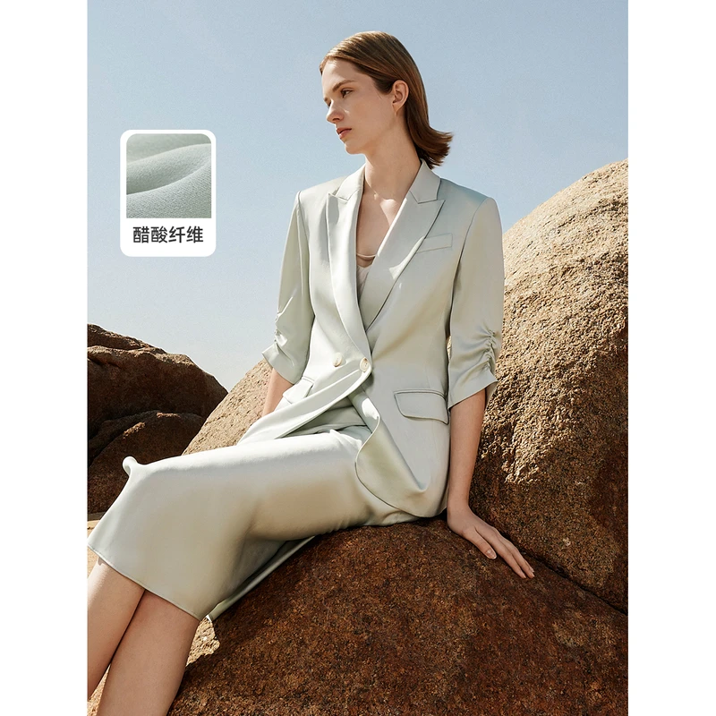 【Basic衣橱】朗姿韩版小西装高级感通勤醋酸西装外套职业西服上衣