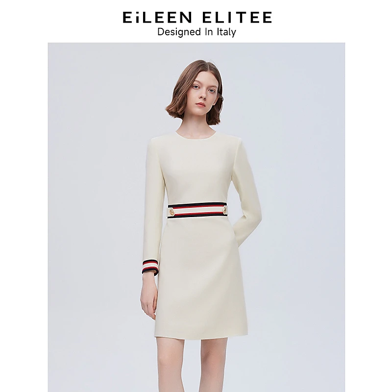 朗姿欧洲EiLEEN ELITEE法式收腰显瘦高级感气质春季新款连衣裙女