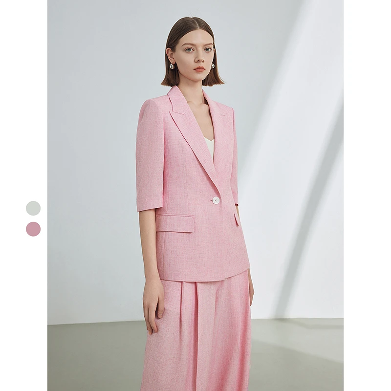 朗姿法式设计感休闲气质高级感外套女2024年夏季新款职业西服西装
