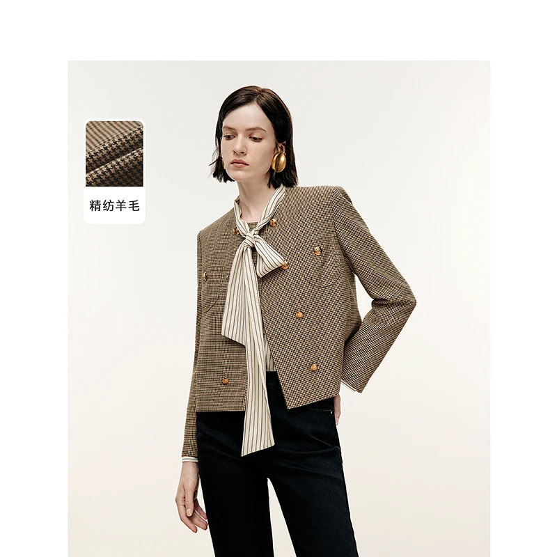 朗姿欧洲EiLEEN ELITEE2024冬季新款复古法式正肩时尚气质短外套