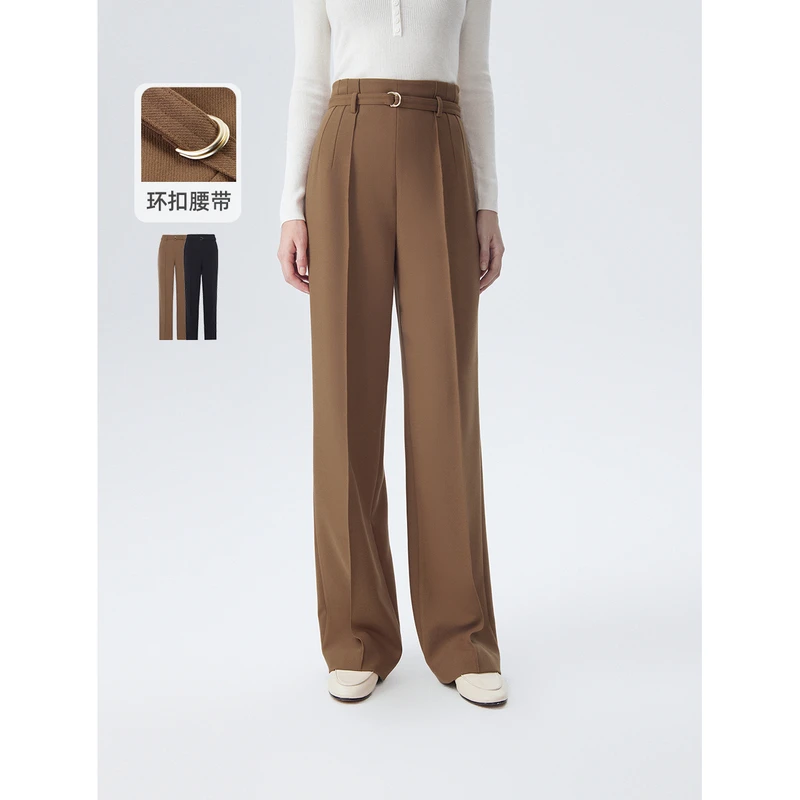 朗姿法式复古阔腿显瘦长裤通勤职业气质高级感冬季新款西装裤