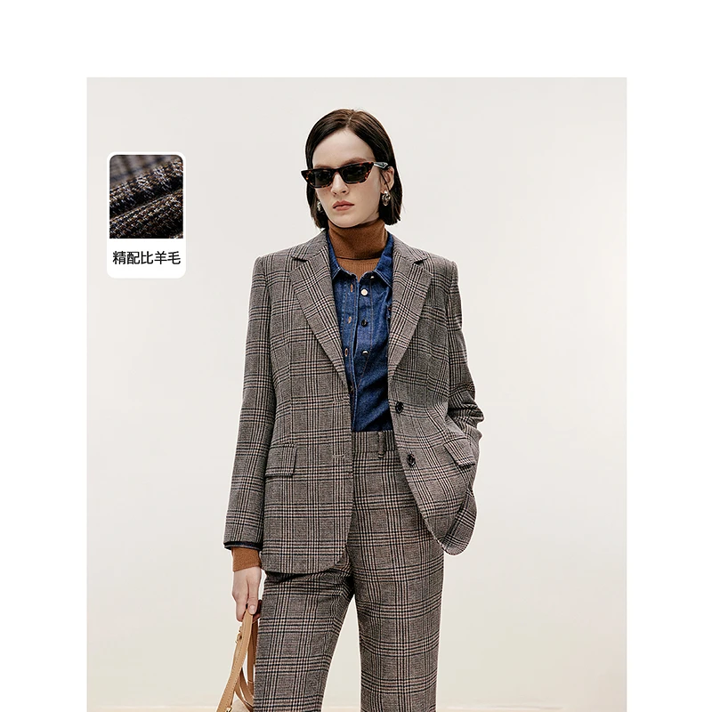 朗姿欧洲EiLEEN ELITEE高级感气质西服外套女2024冬新款毛呢西装