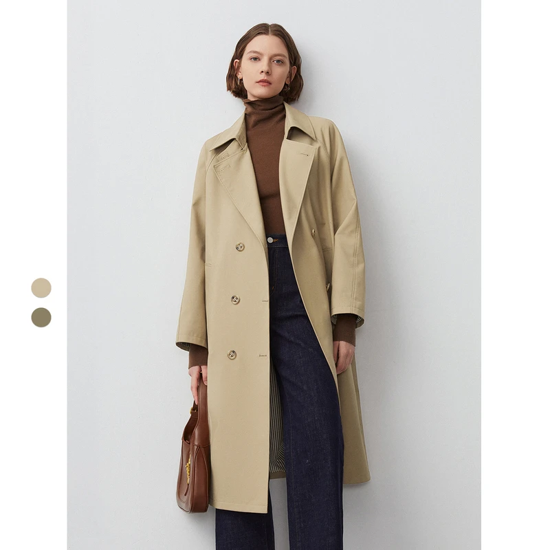 【Basic衣橱】朗姿法式复古经典双排扣风衣外套2025年中风衣女款