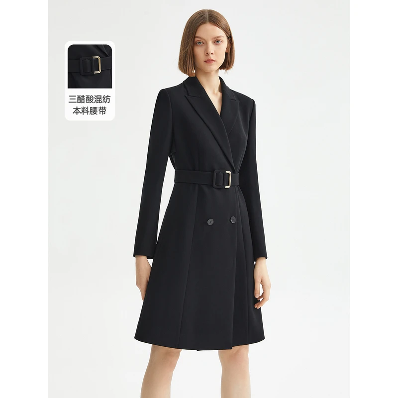 达人【朗姿三醋酸Basic衣橱】法式高腰显瘦24春新款连衣裙