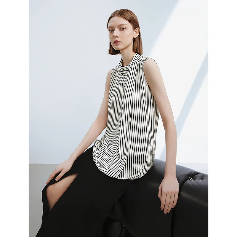 【妍妍甄选】朗姿法式复古气质高级感条纹衬衫短袖设计感上衣女