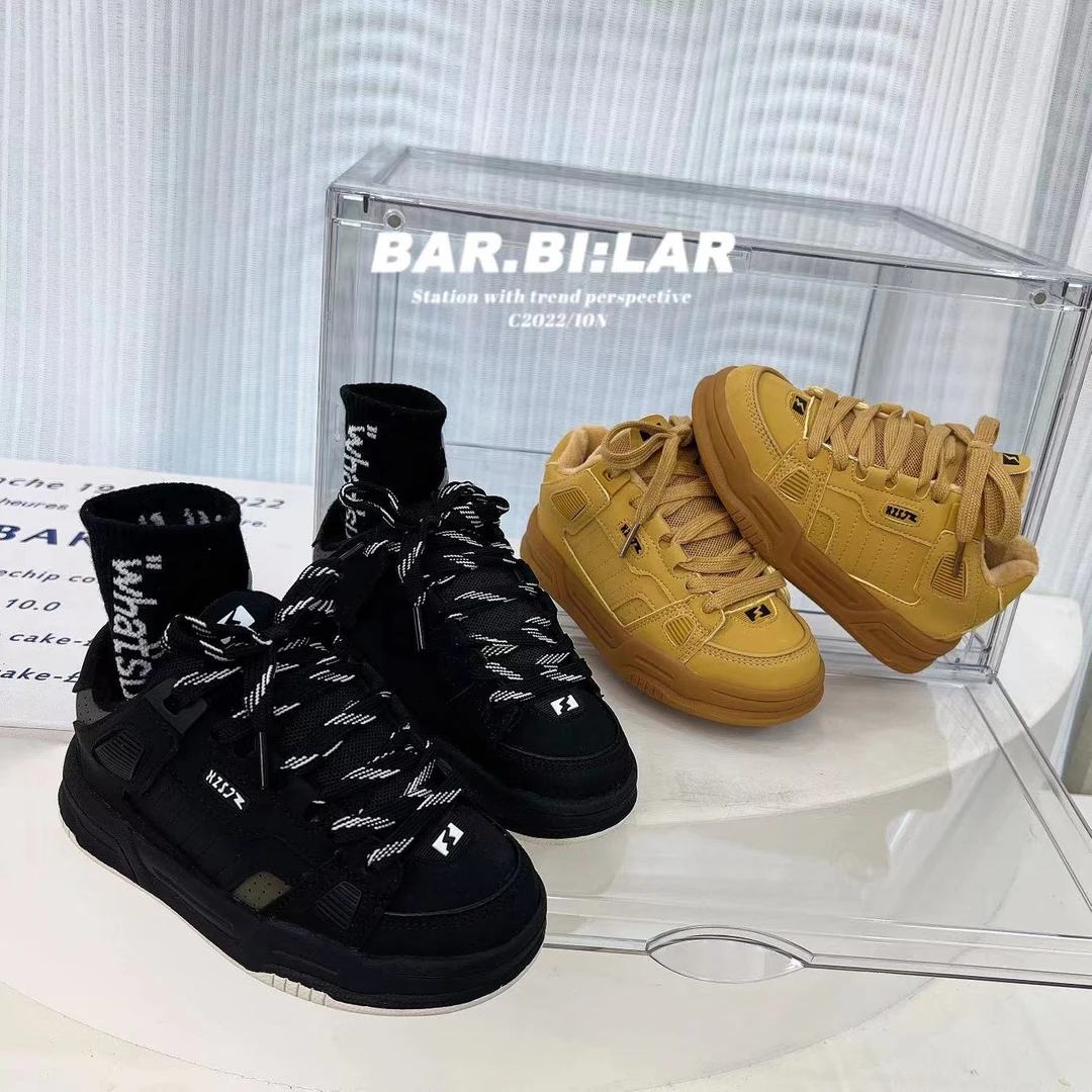 BARBILAR儿童板鞋秋冬单里/加绒加绒款韩版男童休闲运动女童鞋