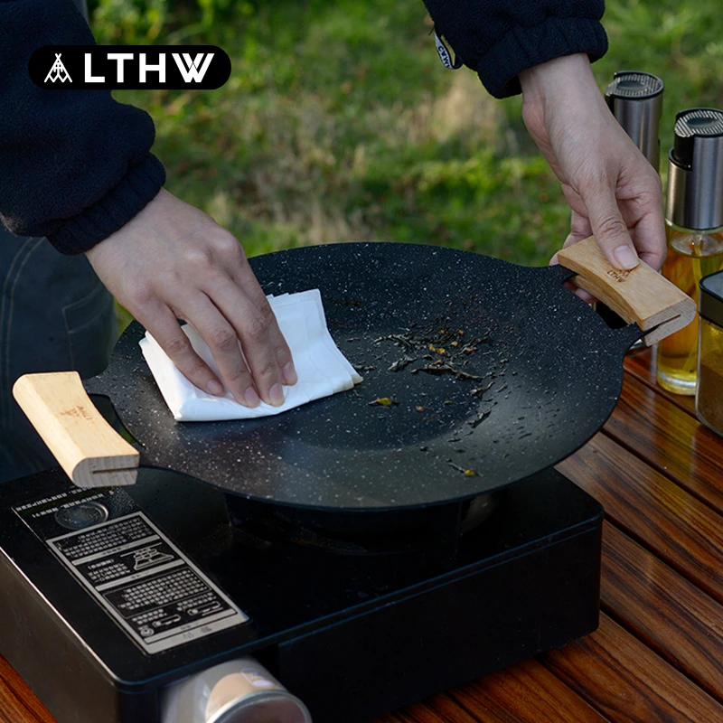 LTHW旅腾户外加厚煎烤盘露营野餐烤肉盘不粘麦饭石烧烤盘平底铁盘