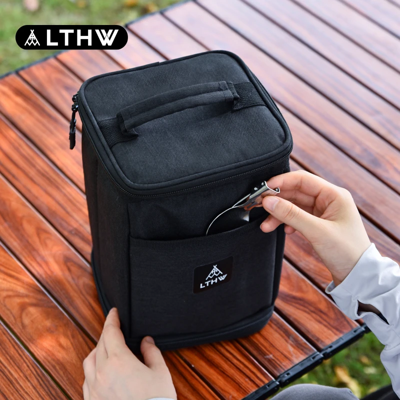 LTHW旅腾户外露营装备收纳包加厚防撞包储存隔热折叠包便携纯黑色