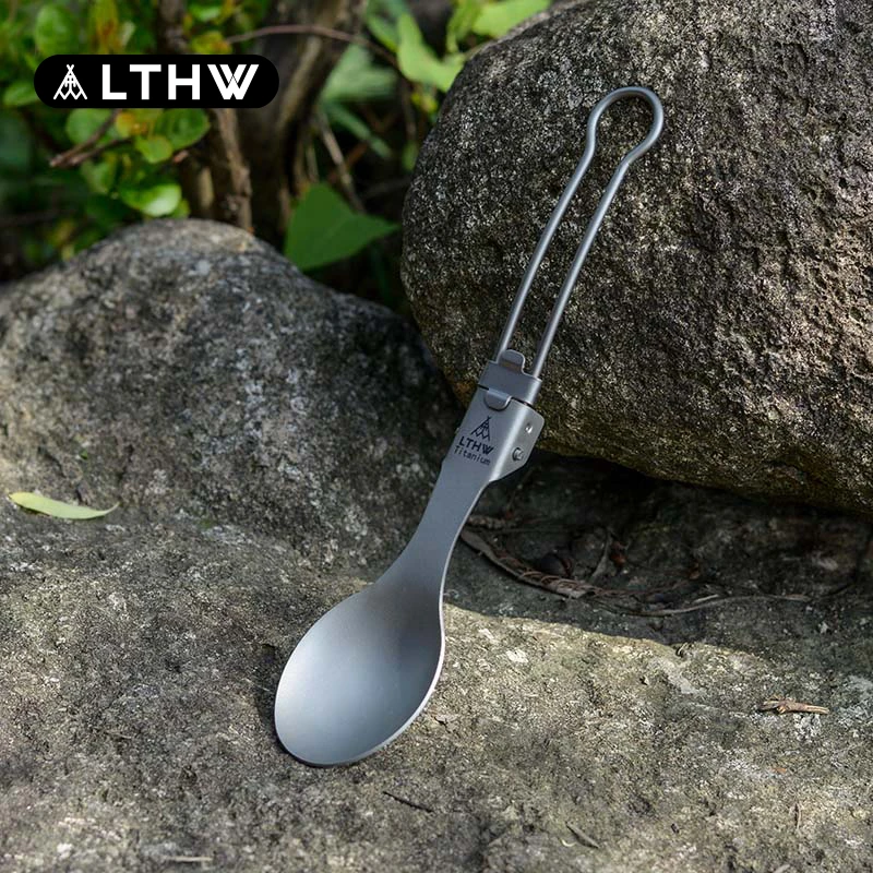 LTHW旅腾纯钛叉勺饭勺子调羹折叠轻量化便携户外旅行野炊露营餐具