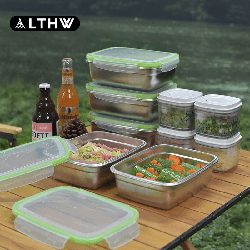 LTHW旅腾户外带盖菜盒便携式露营野餐水果密封盒子保鲜装菜装酱料