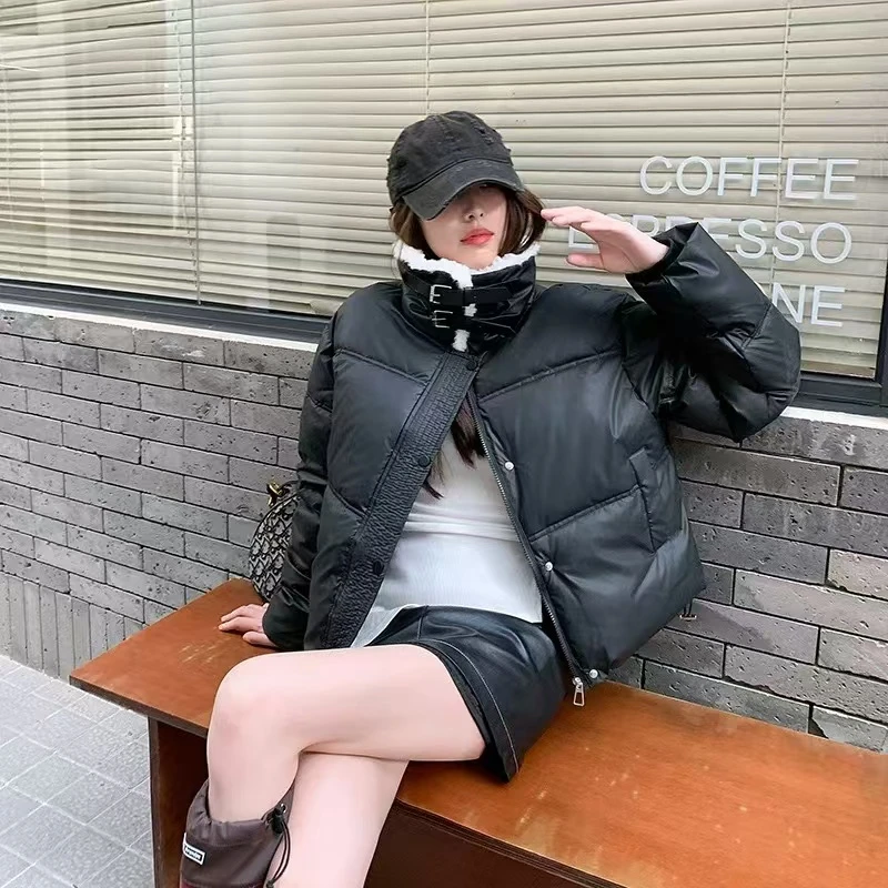 毛领皮新款韩版宽松加厚保暖棉衣短款