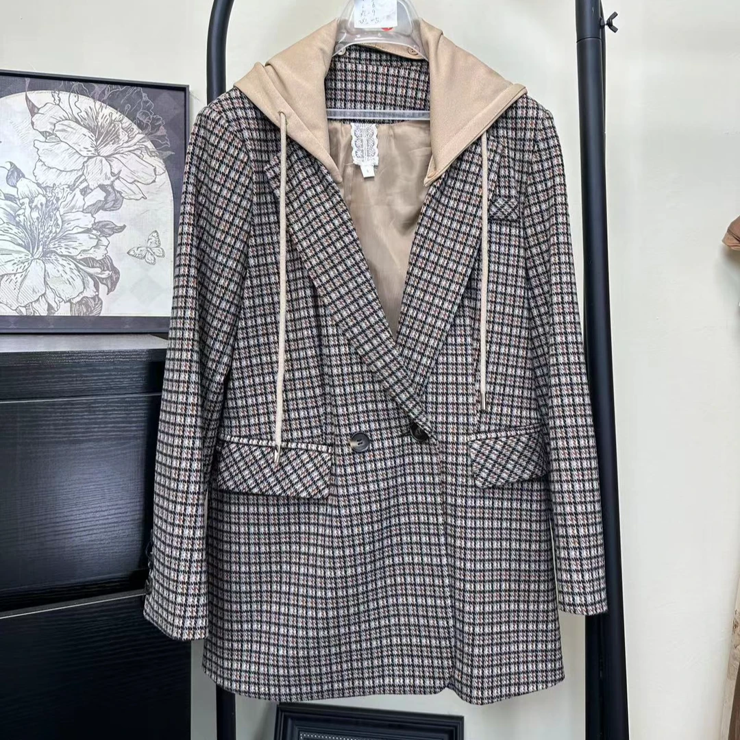 小西装外套女新款气质上衣休闲可拆卸连帽外套