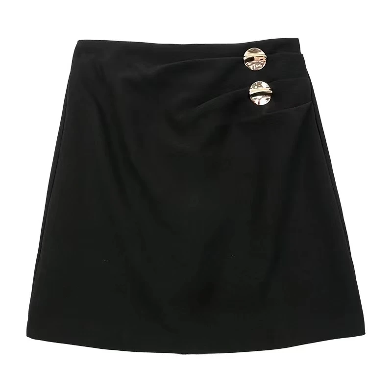 232折邹半身裙高腰a字短裙时尚西装包臀裙子