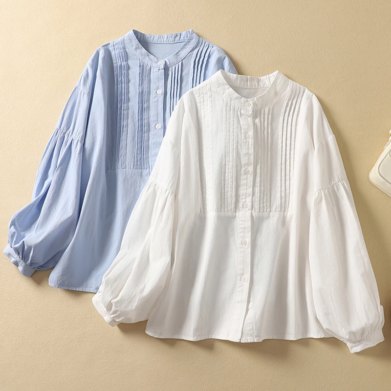 通勤气质宽松白衬衫女早春百搭休闲灯笼长袖衬衣新款