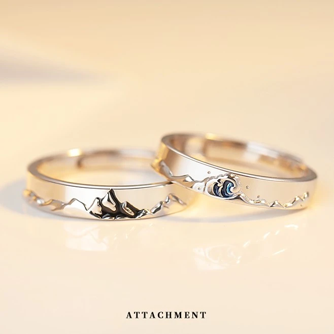 925银戒指 巫山沧海情侣对戒纯银一对戒指轻奢小众七夕礼物送女友