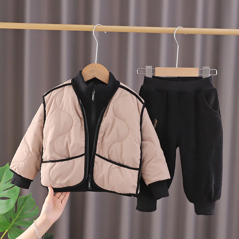 男童秋冬季加绒加厚保暖三件套新款洋气婴儿童外套男宝宝冬装潮衣