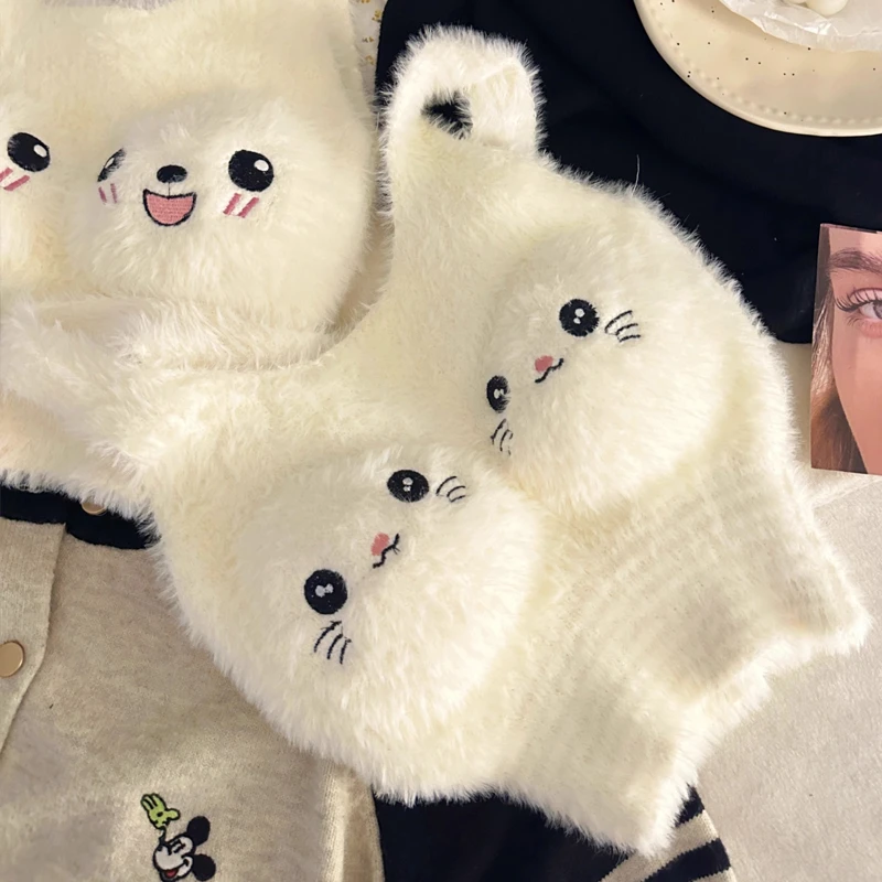 打底衣免穿文胸保暖毛毛绒内衣女带胸垫加绒加厚自发热内搭背心