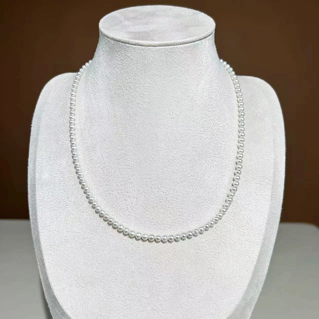 3-4mm天然淡水珍珠Baby珠，S925银扣头白色小米珠强光时尚百搭