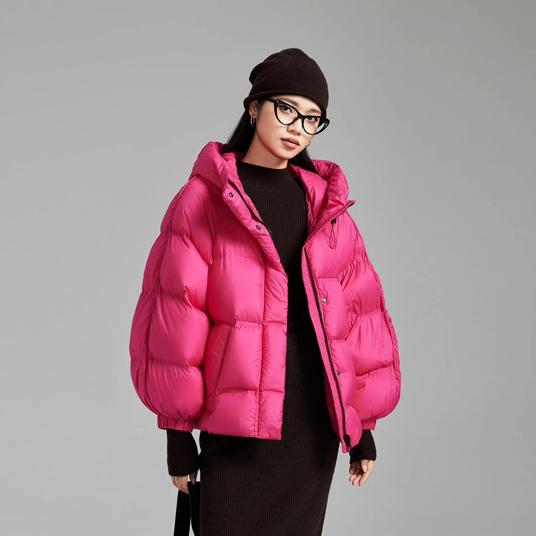 北极绒鹅绒服外套女2024冬季新品短款立领连帽外套GFN24Q11012