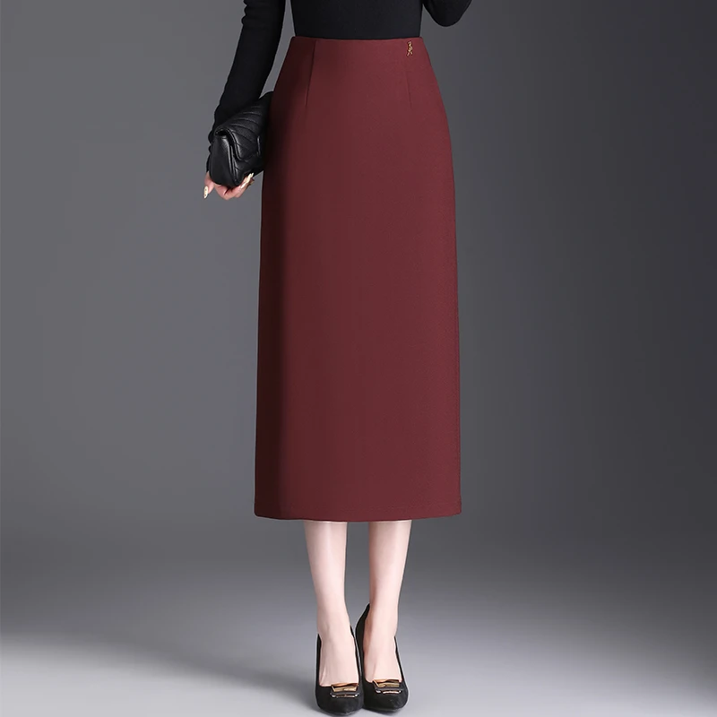 包臀裙女2024秋季新款气质半身裙高腰开叉一步裙中长款直筒裙