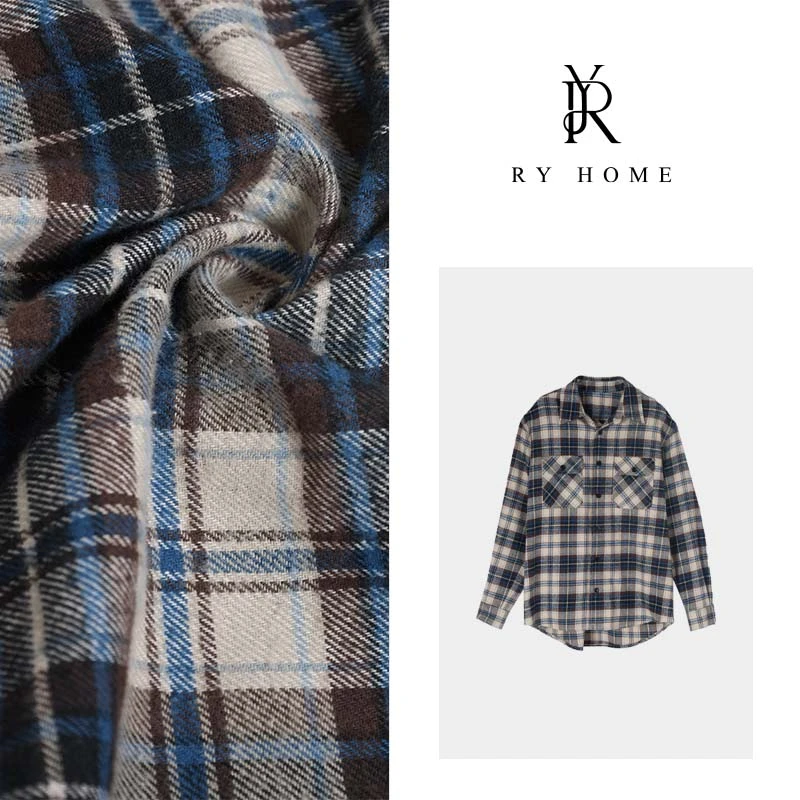 【容雨RYHOME-艾琳】复古蓝咖格拉绒棉工艺外套W1664