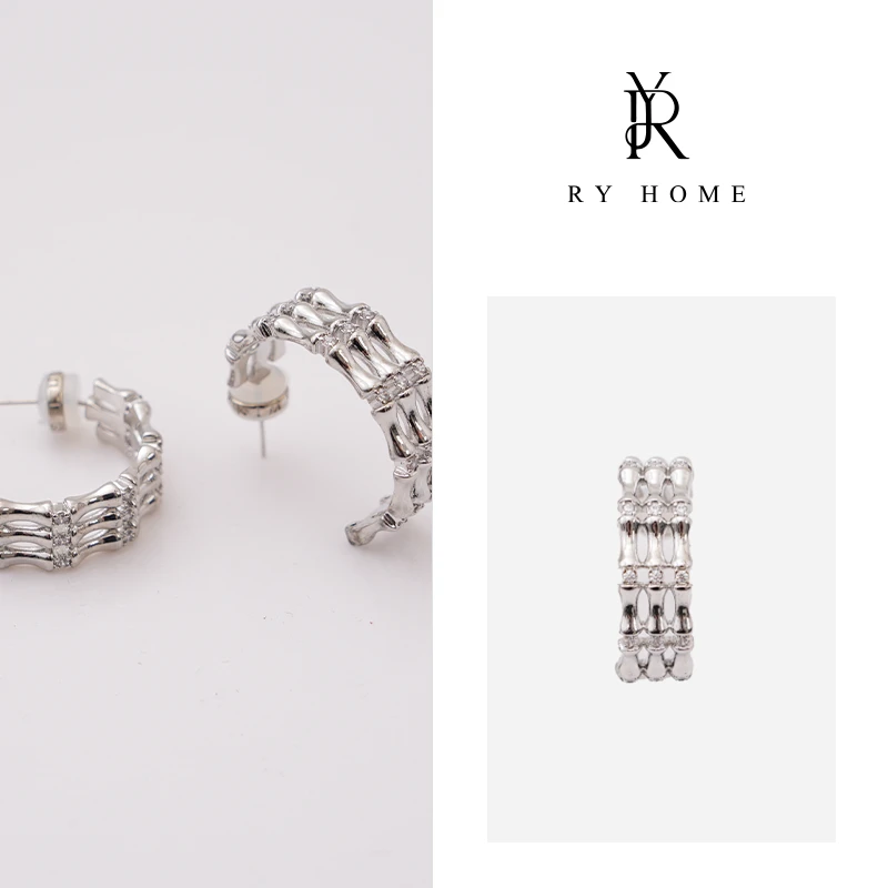 钛钢硅胶耳饰 【容雨RYHOME-艾琳】小众设计竹节耳环A1235气质