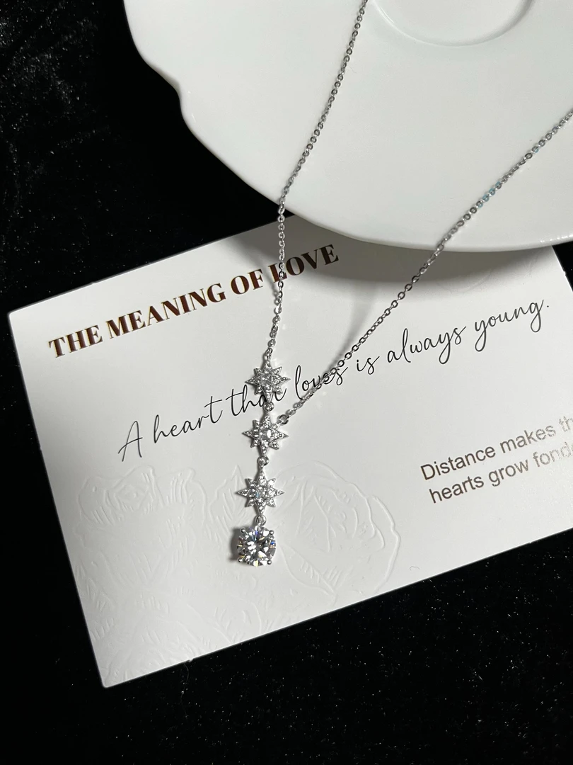 链子925银莫桑石 F7【六芒星项链】轻奢华丽时尚小众设计感项链