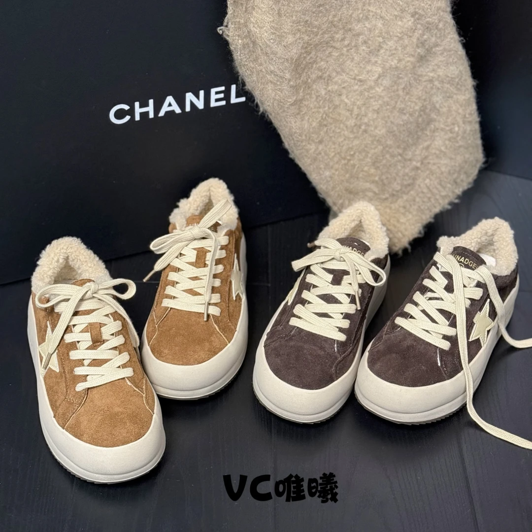 VC唯曦｜冬季加绒加厚美拉德韩版星星鞋面包软底舒适板鞋
