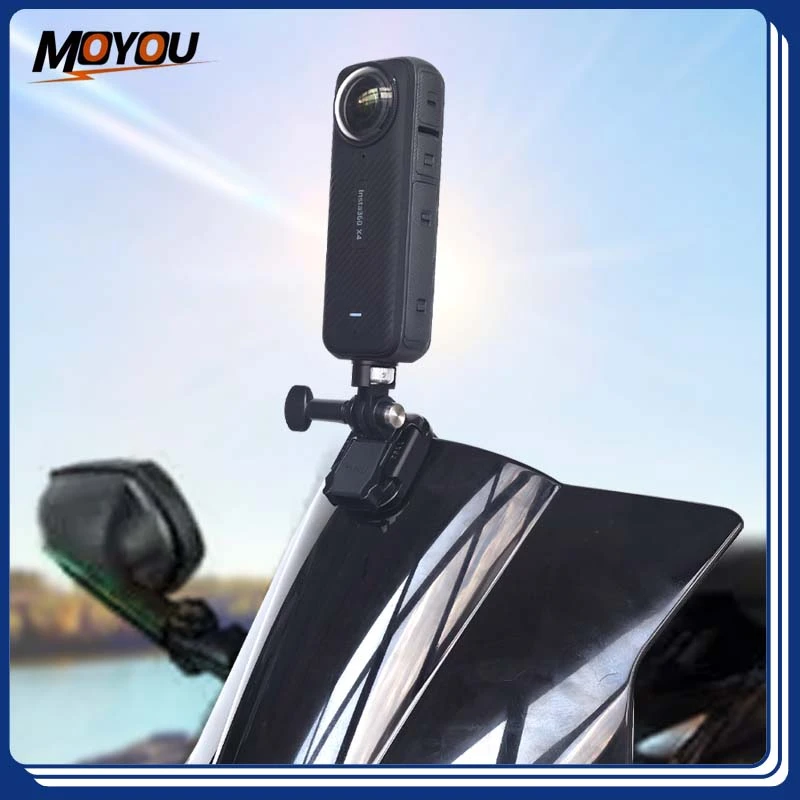 摩托车竞技风挡支架Insta360大疆action5/4/3Gopro相机骑行夹配件