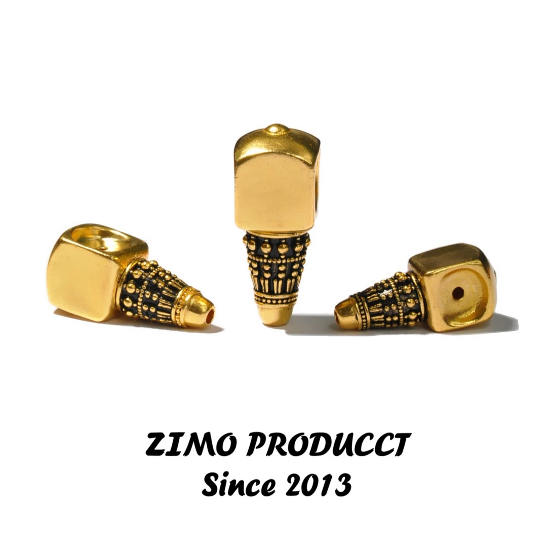 【子墨出品】黄金足金般若连目佛头三通文玩手串DIY文玩金配饰