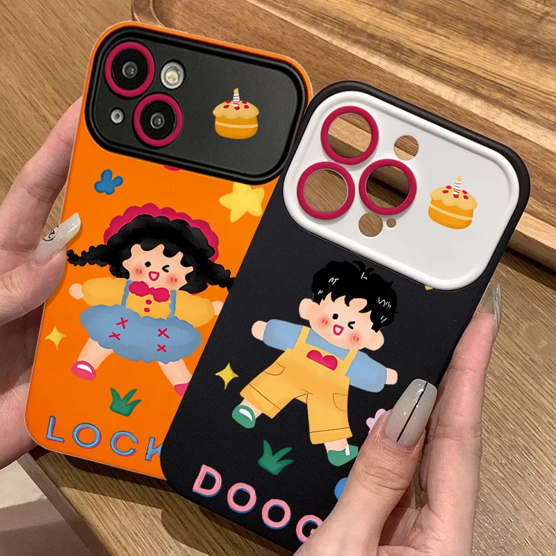 辫子女孩苹果15/14promax手机壳iphone13pro防摔大视窗11/12可爱