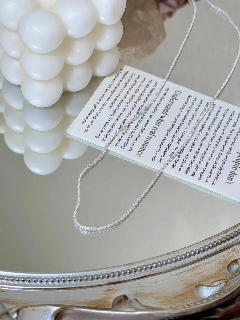 坠链均925银 波光粼粼项链轻奢银色锁骨链冷淡满天星甜酷风配饰