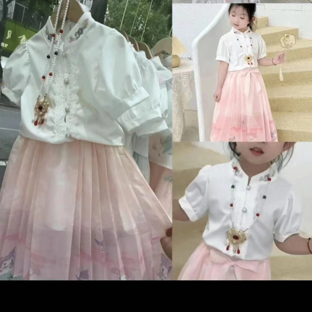 B181儿童夏季领子绣花两件套裙