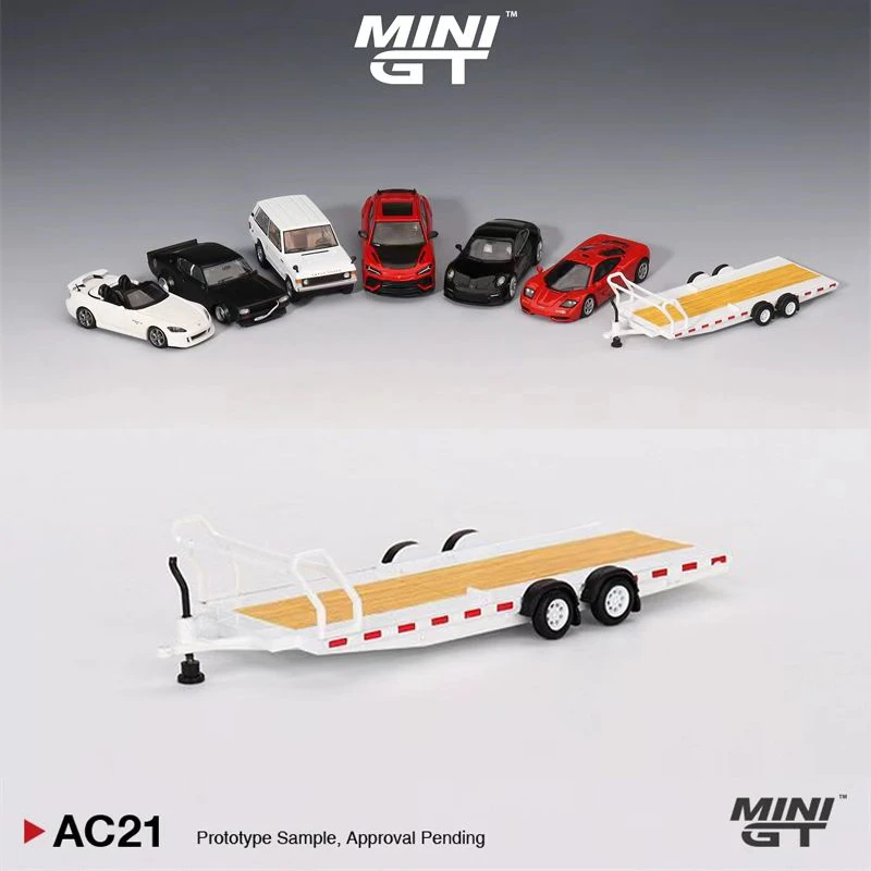 MINIGT 1:64 Car Hauler Trailer 运输车拖架 白色 车模周边#AC21