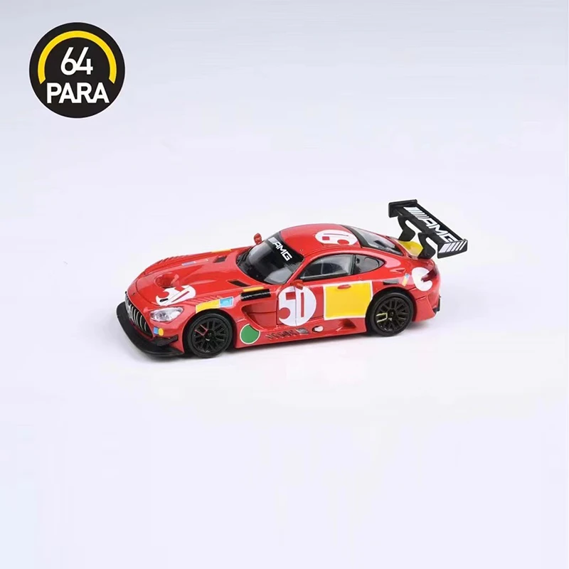 Para 1:64 奔驰 AMG GT3 EVO 仿真合金汽车模型-红猪50号涂装