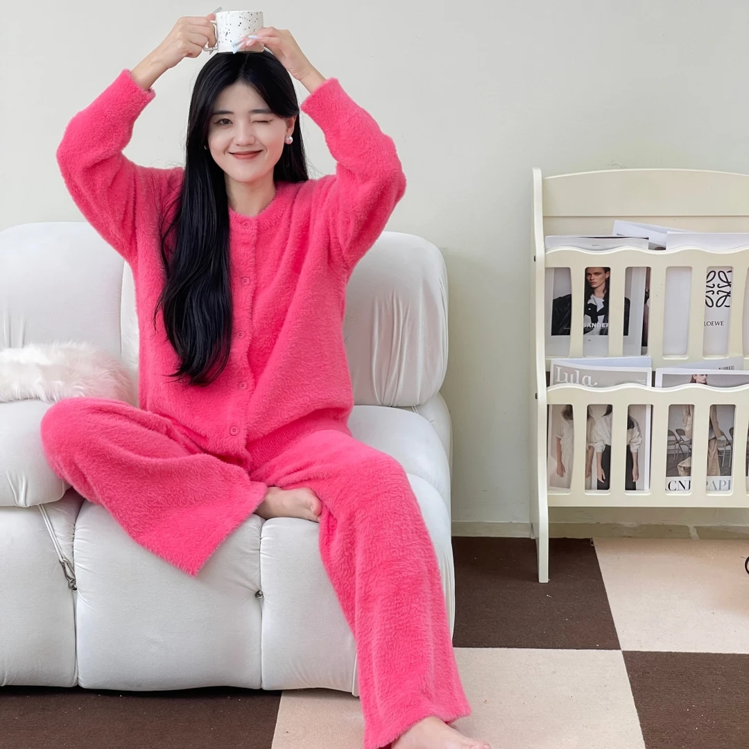 FENKE/粉客【软糖多巴胺】睡衣女秋冬季加厚仿貂绒保暖可外穿家居服