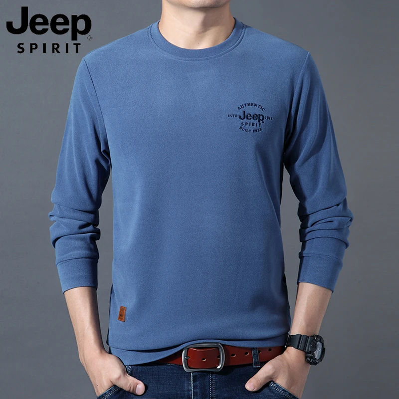 JEEP吉普卫衣男圆领大码宽松男士打底衫2025春秋款长袖t恤上衣服
