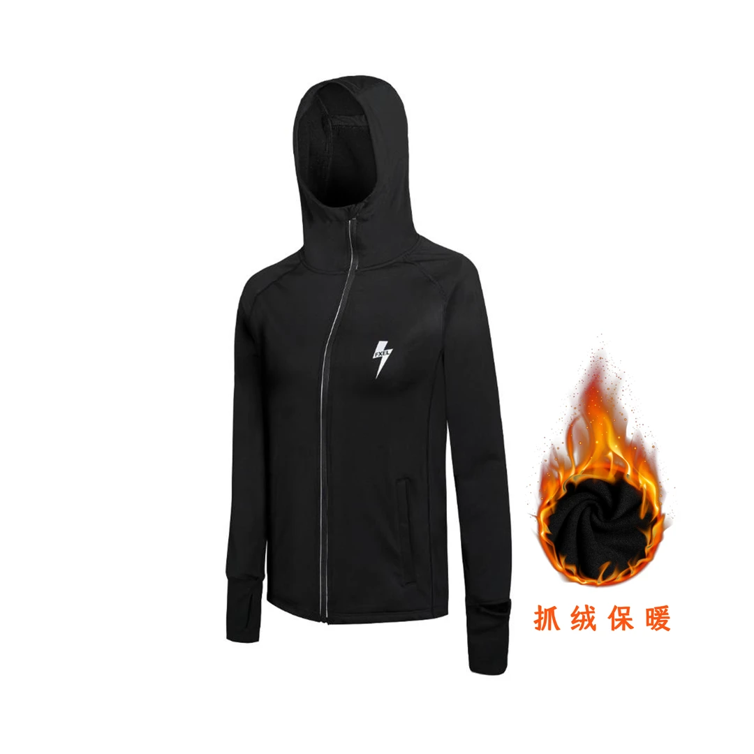 凹凸FXEL 男女款 (加薄绒防风)运动连帽外套户外健身休闲跑步瑜伽