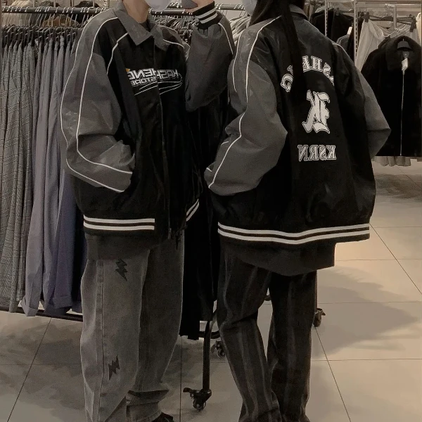 卡盛福利款！！皮衣机车服外套男秋季潮牌美式高街嘻哈情侣赛车夹克