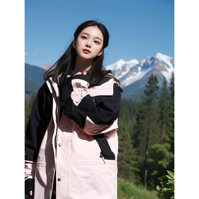卡盛冲锋衣款外套男春秋新款粉色户外登山服vintage美式情侣夹克