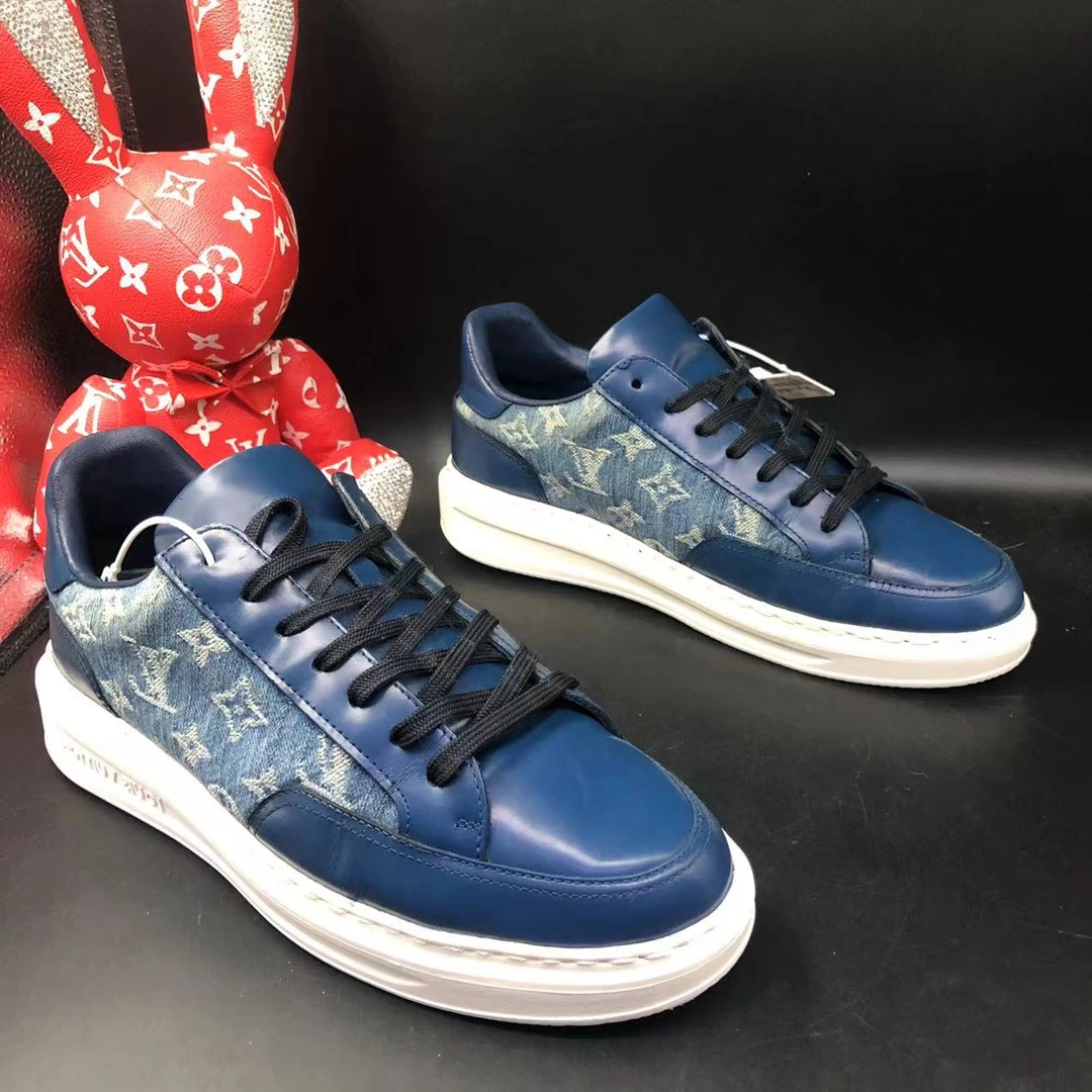 【AO折扣】LouisVuitton/路易威登 40欧码 蓝色牛仔印花松糕鞋gl005