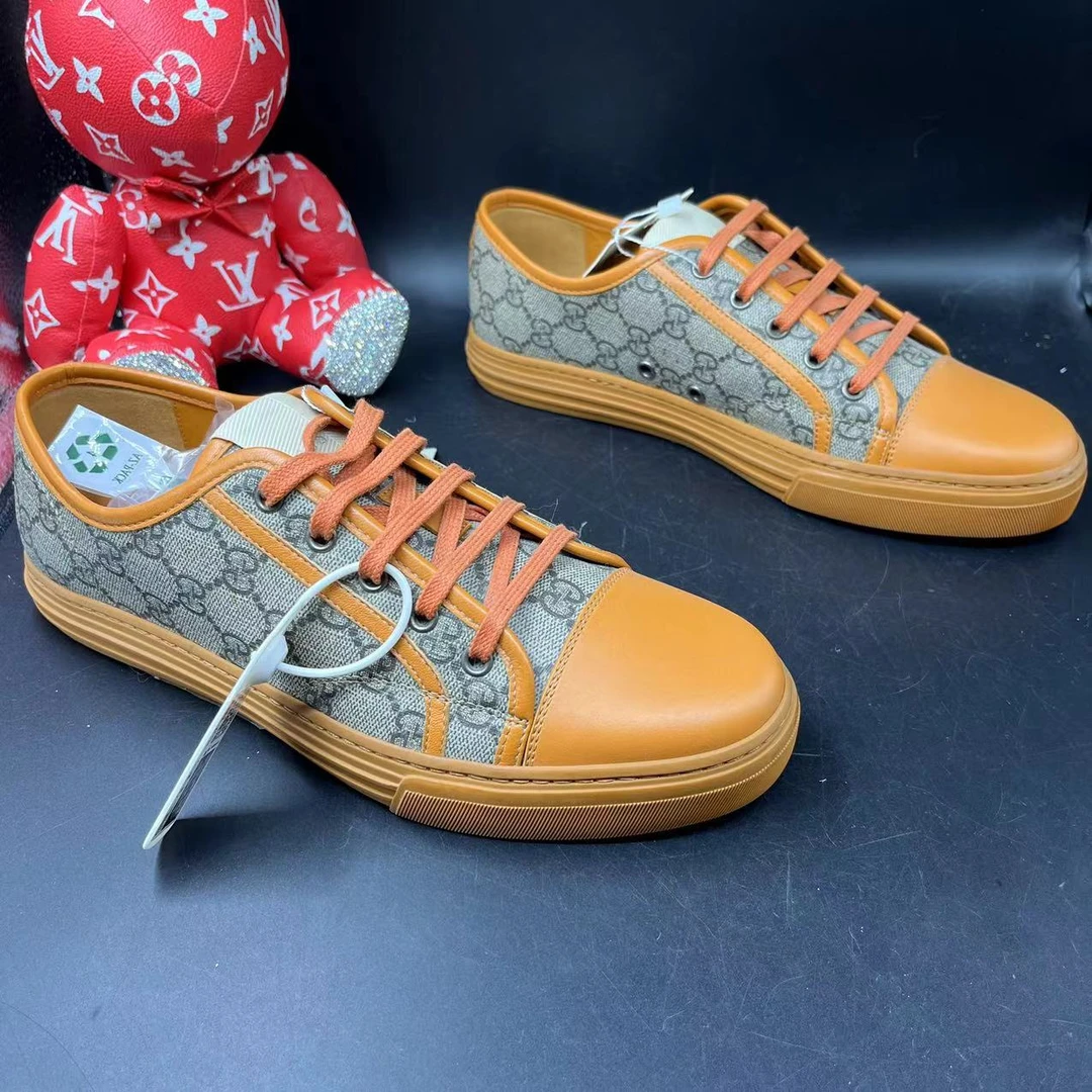 【二奢特惠】古驰/GUCCI 41欧码 男士时尚百搭姜黄色老花贝壳头板鞋