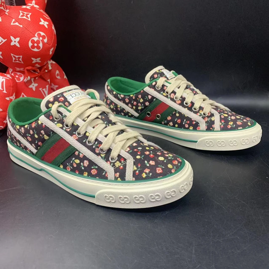 【二奢特惠】GUCCI/古驰 38欧码 男士花卉满印帆布1977休闲板鞋ddm