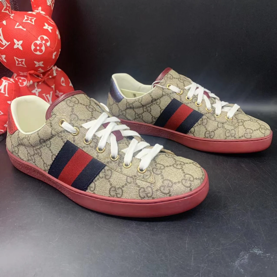 【聚星福利】古驰/GUCCI 41.5欧码 男士双G印花红底老花板鞋ddm948