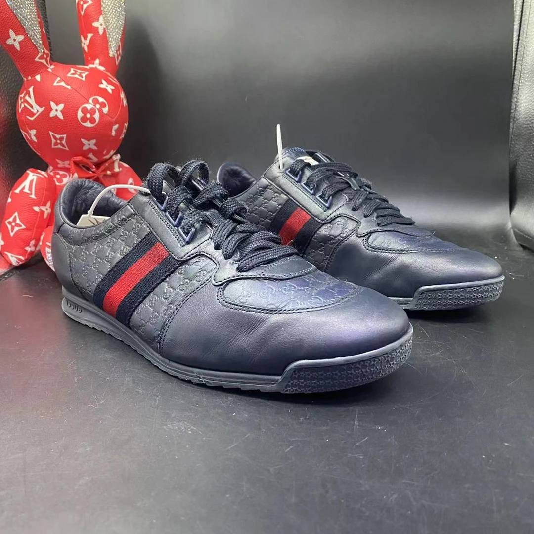 【AO福利】古驰/GUCCI 42欧码男士时尚百搭藏蓝色高尔夫板鞋ao096