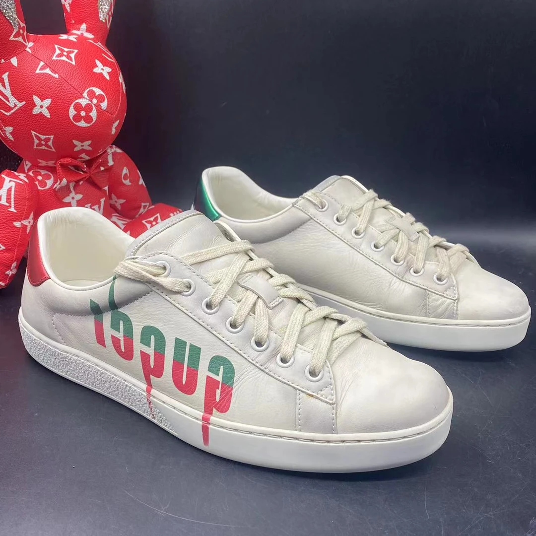 【AO福利】古驰/GUCCI 多码数男士时尚百搭休闲米白闪电小脏鞋ao099