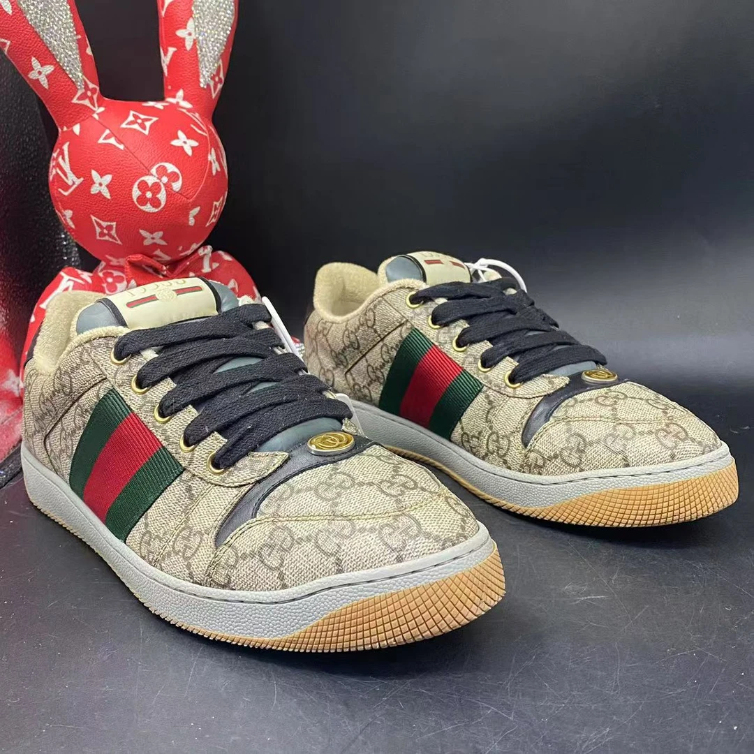 【聚星折扣】GUCCI/古驰 95新男舒适休闲棕老花脏脏鞋40欧码ddm1371