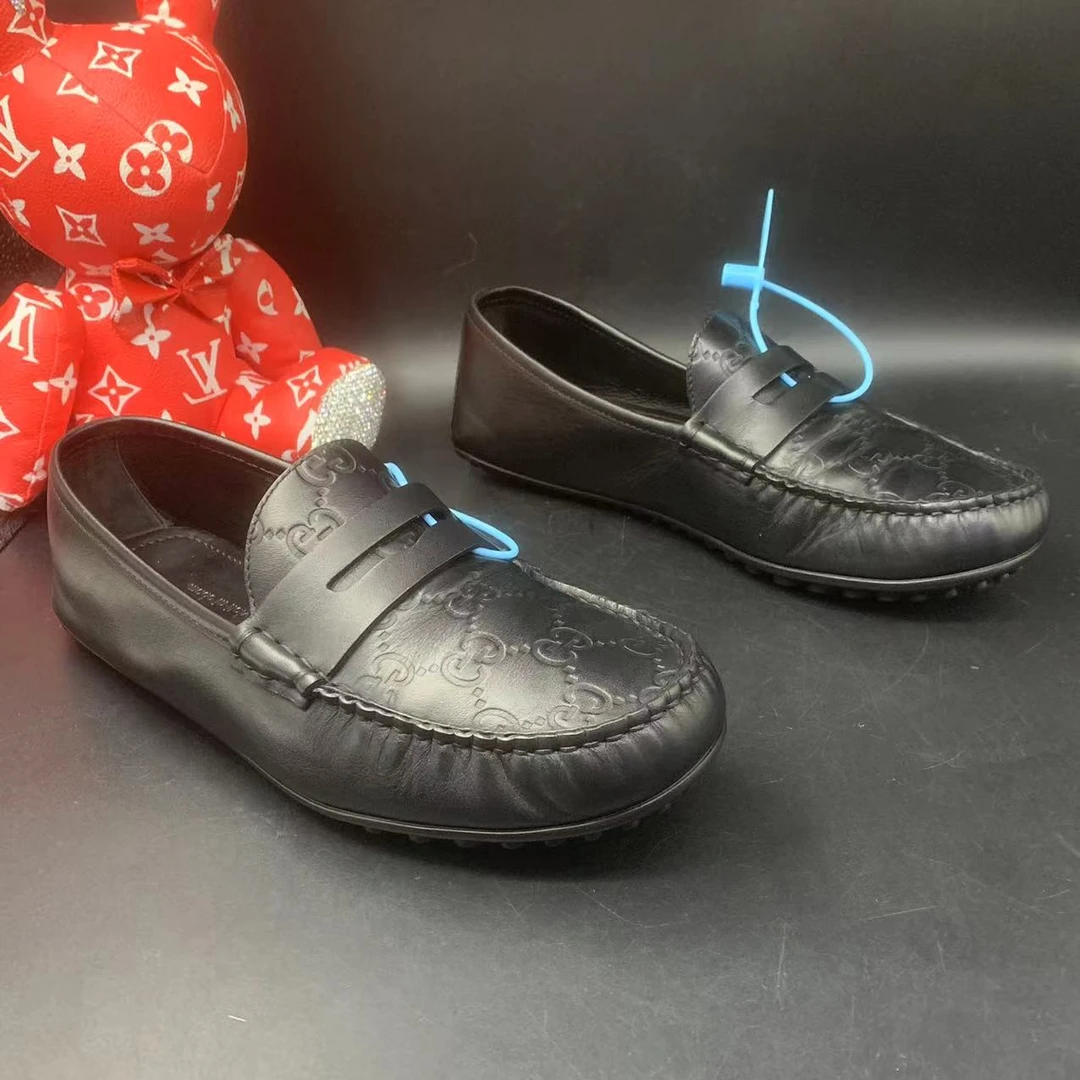 【二奢特惠】古驰/GUCCI 多码数 男士黑色老花时尚百搭休闲豆豆鞋