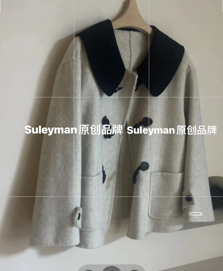青木子Suleyman【约会】女秋冬气质双面呢全羊毛设计大衣