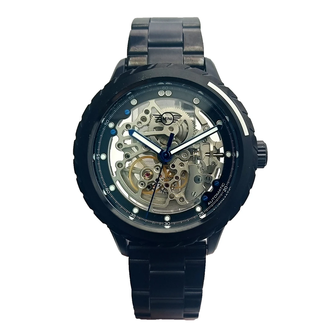 全新未使用  淘只/宝马mini镀⿊⻛⽕轮机械腕表43表径